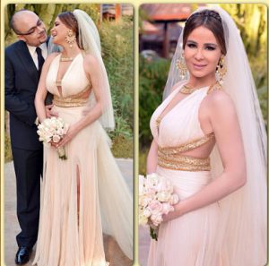 كارول سماحة مع زوجها في حفل الزفاف